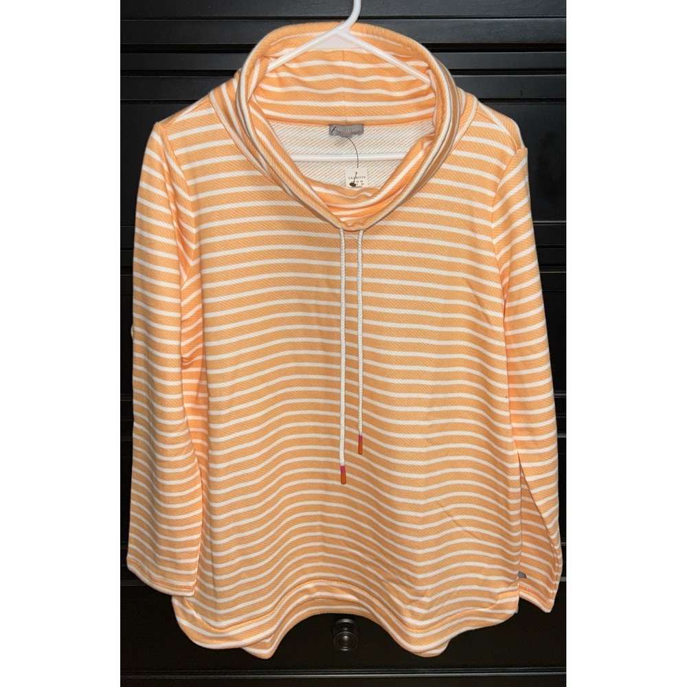 NWT T by Talbots $99 Size XL Orange Stripe‎ Cowl Neck Pull Over Beach Casual